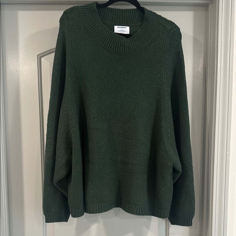 Old Navy Green Crew Neck Sweater with Ribbed Cuffs